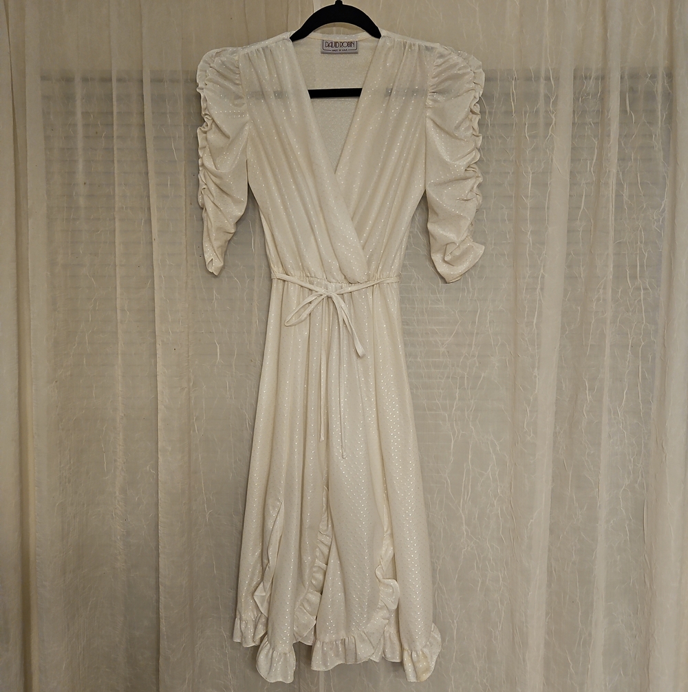 David Robin Ivory Midi Dress with Ruffle Hem Dress